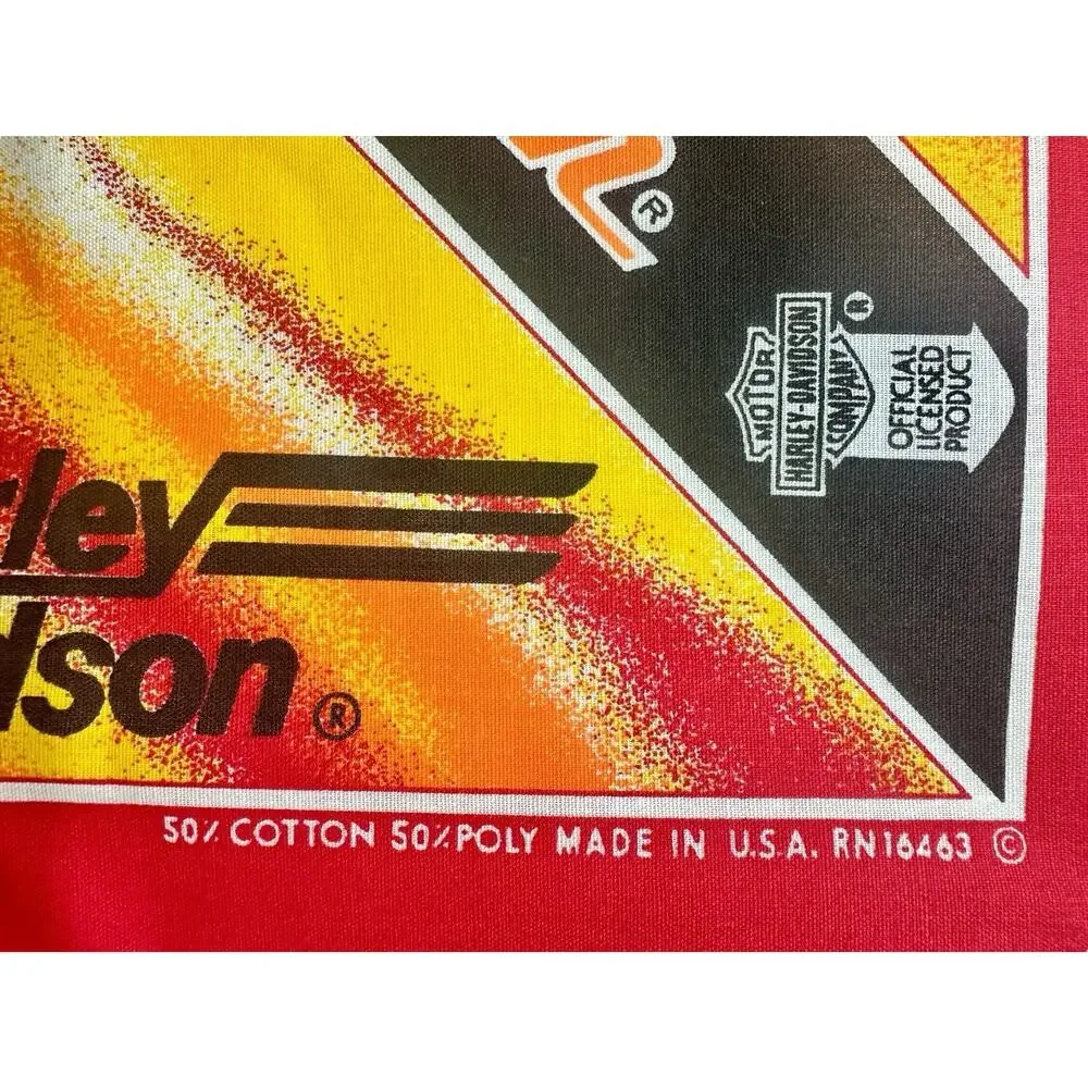Harley Davidson Red Bandana‎ USA RN 16463 Scarf Handkerchief Eagle Cotton Poly